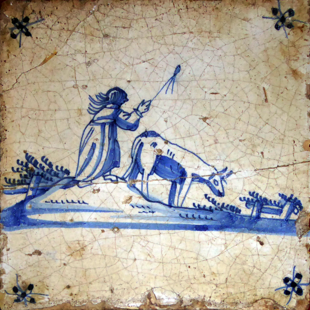00069. Azulejo. Escena de pastoreo. Colección García Hidalgo. El Puerto de Santa María. Cádiz.