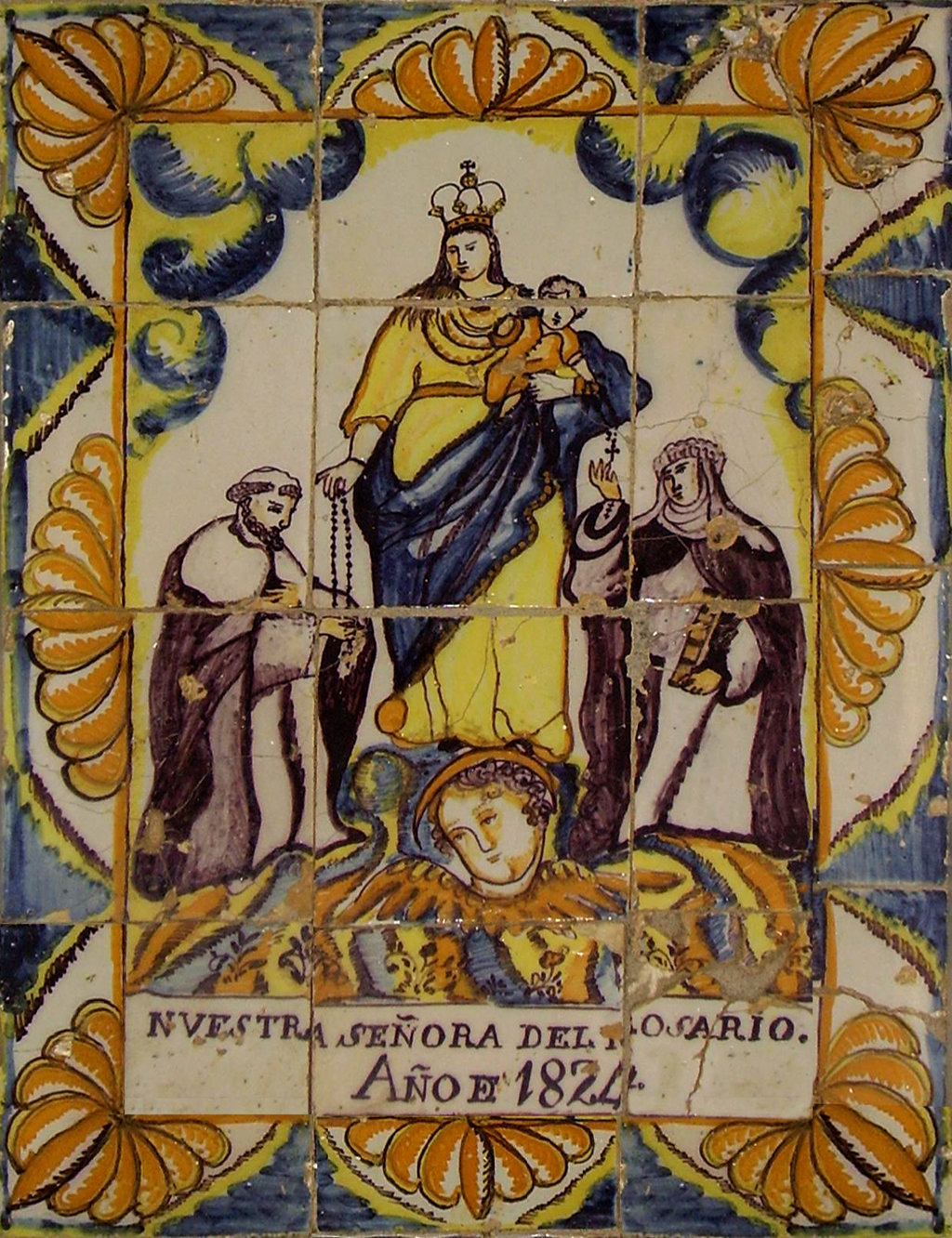 00182. Retablo cerámico. Virgen del Rosario. Trigueros. Huelva.