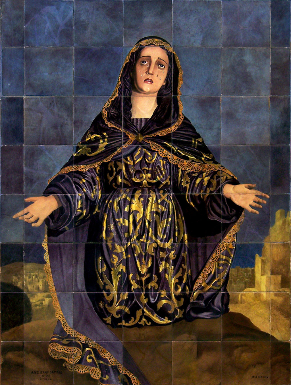 00238. Retablo cerámico. Virgen de la Soledad. Málaga.