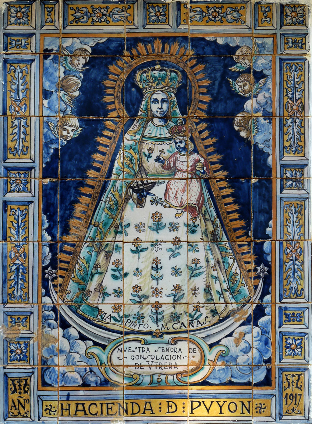 00241. Retablo cerámico. Virgen de Consolación. Hacienda Puyón. Los Molares. Sevilla.