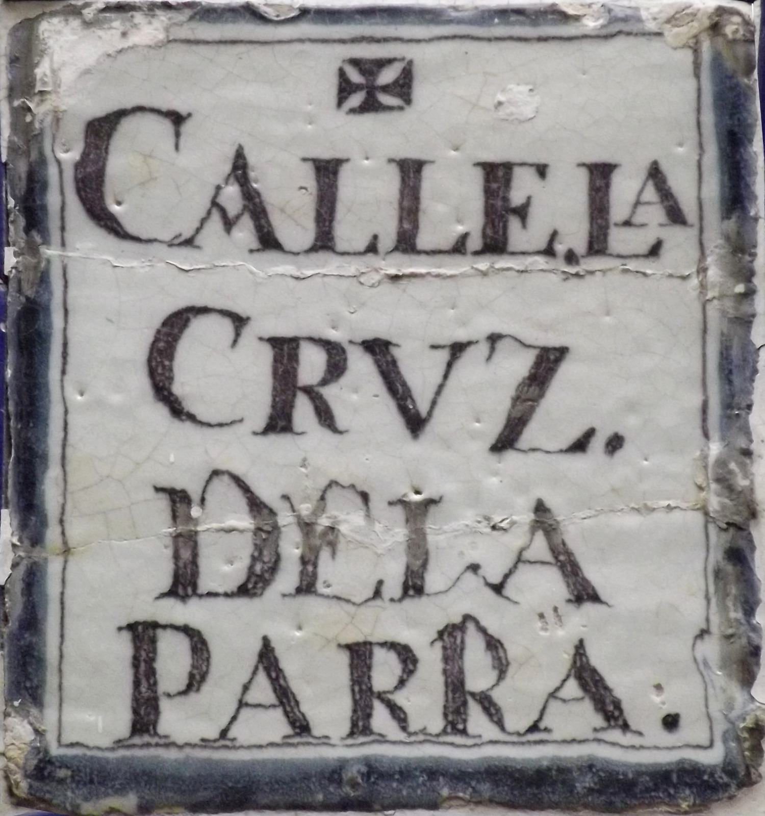 00353. Placa de Olavide. Nomenclátor. Calle de la Cruz de la Parra, actual calle Monsalves. Sevilla.