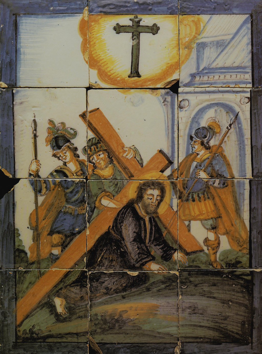 01839. Retablo cerámico. Escena de Vía Crucis. Novena estación. Colección Carranza.
