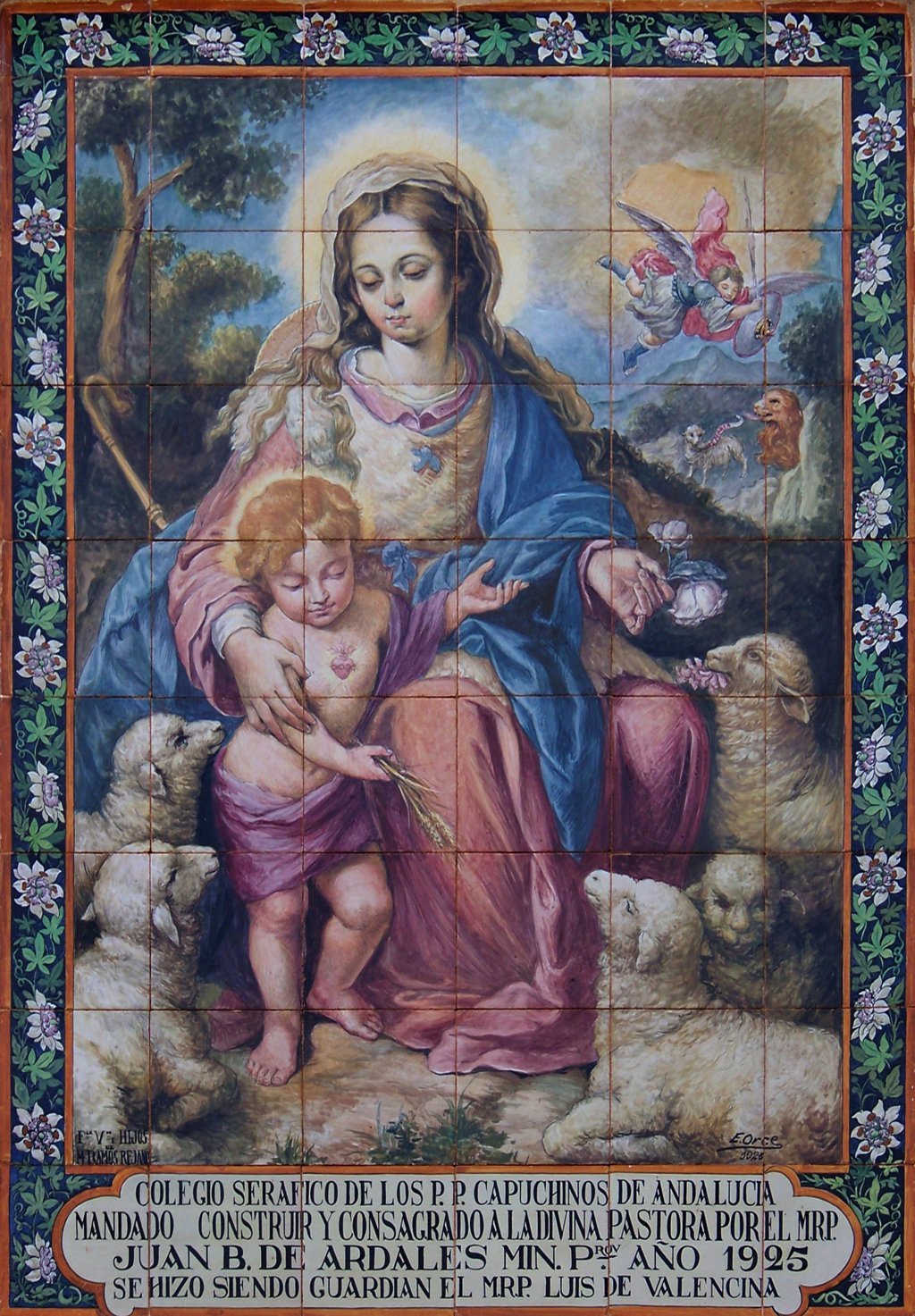 00648. Retablo cerámico. Divina Pastora de las Almas. Convento de Capuchinos. Antequera. Málaga.