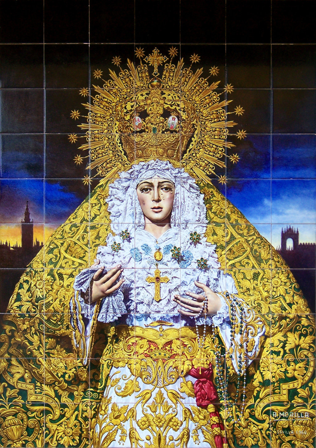 00791. Retablo cerámico. Virgen de la Esperanza Macarena. Sevilla.