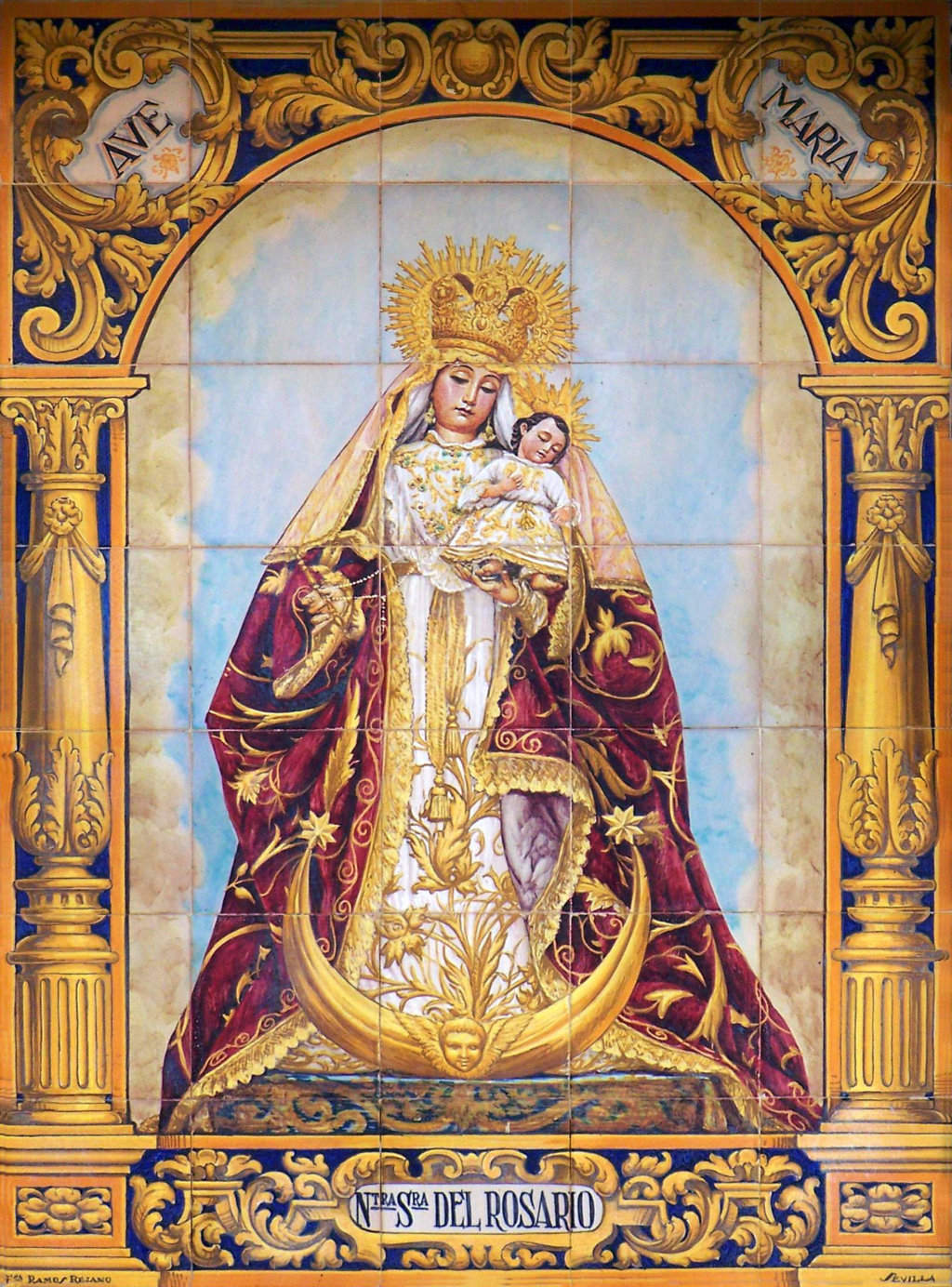 00821. Retablo cerámico. Virgen del Rosario. Bornos. Cádiz.