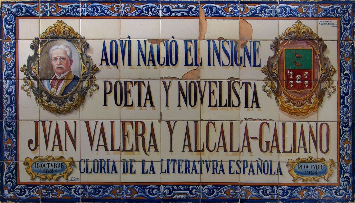 00868. Panel conmemorativo. Juan Valera y Alcalá-Galiano. Cabra. Córdoba.