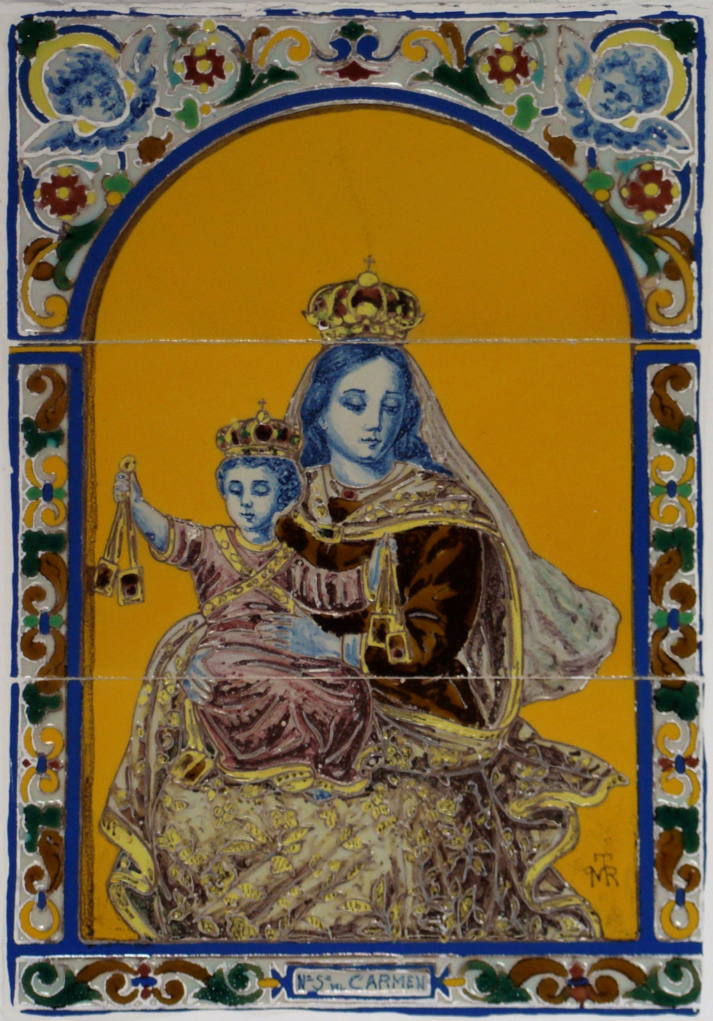 00888. Retablo cerámico. Virgen del Carmen. Brenes. Sevilla.