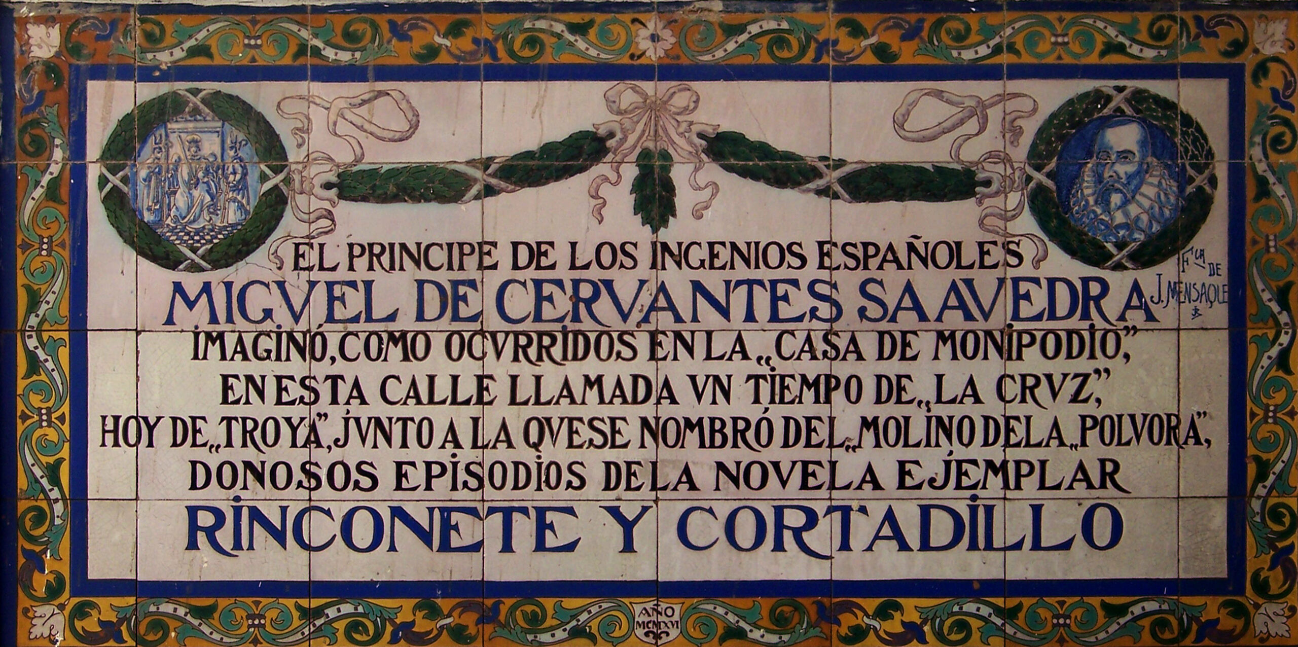 00922. Panel conmemorativo del tercer centenario de la muerte de Miguel de Cervantes (I). Sevilla.