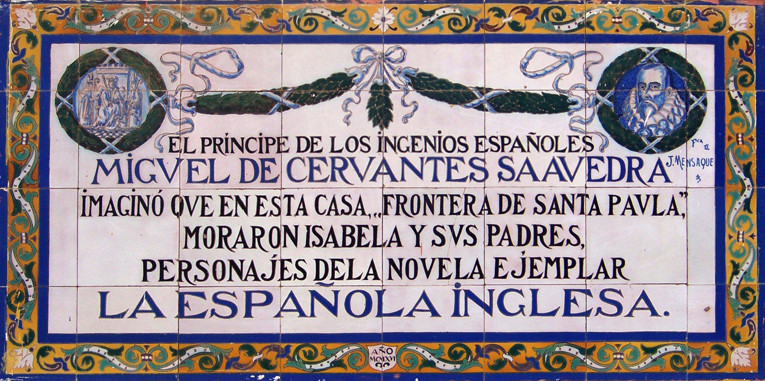 00943. Panel conmemorativo del tercer centenario de la muerte de Miguel de Cervantes (XVII). Sevilla.