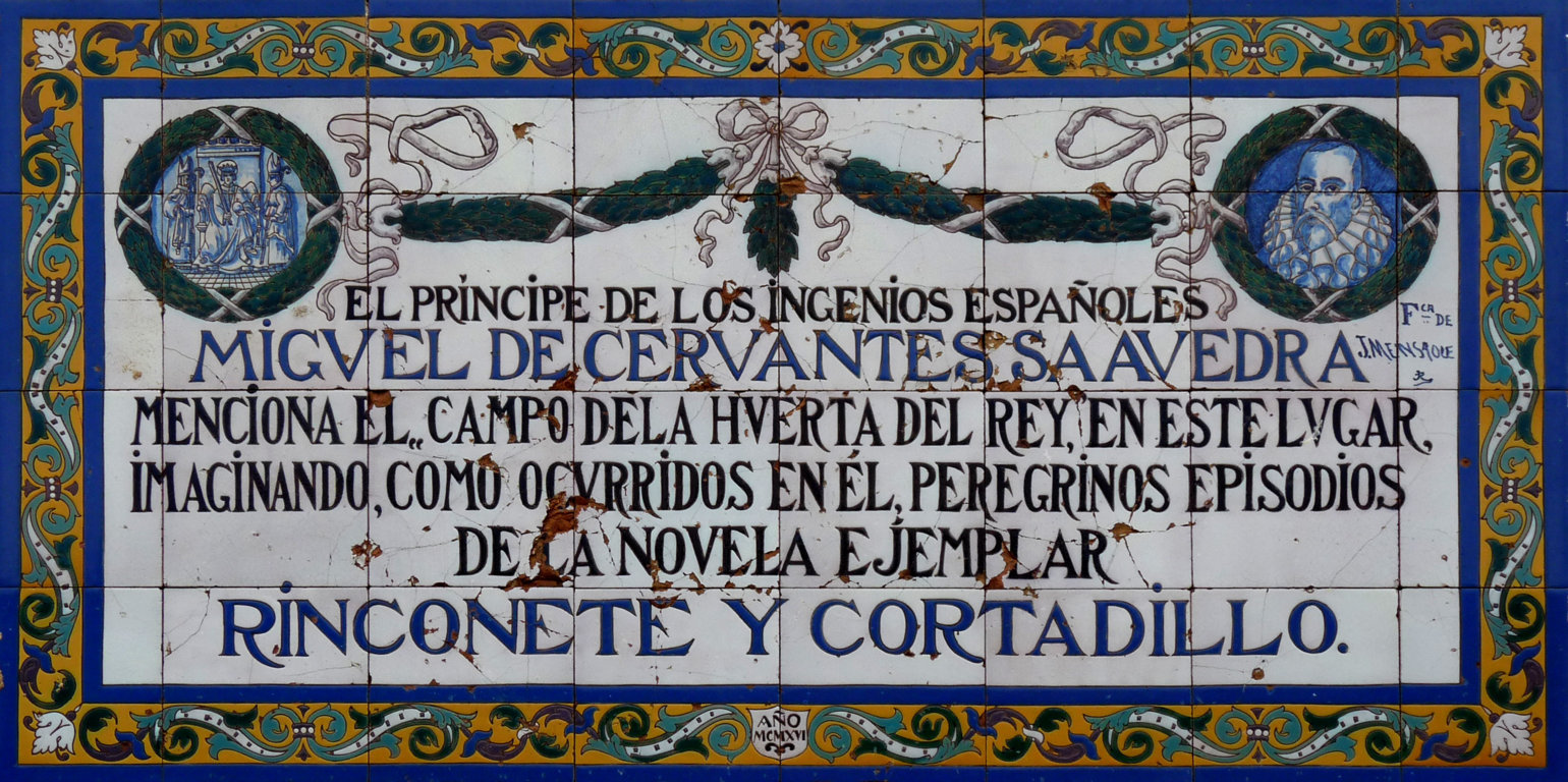 00945. Panel conmemorativo del tercer centenario de la muerte de Miguel de Cervantes (XIX). Sevilla.