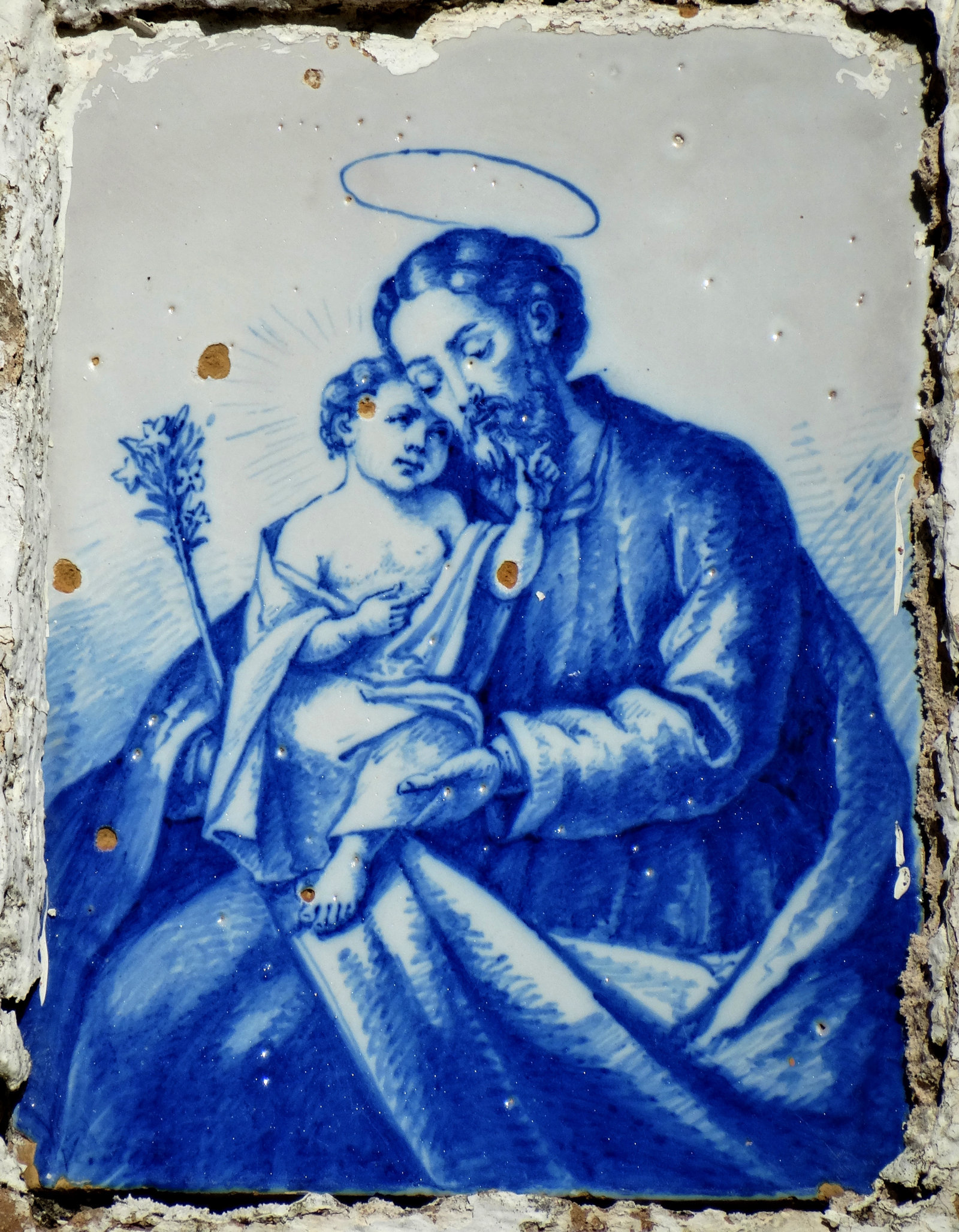 00967. Retablo cerámico. San José con el Niño. Valencina de la Concepción. Sevilla.
