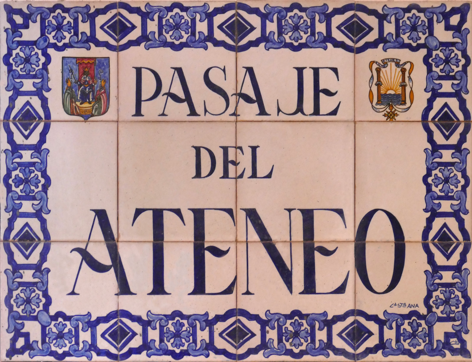 01010. Rótulo del Pasaje del Ateneo. Sevilla.
