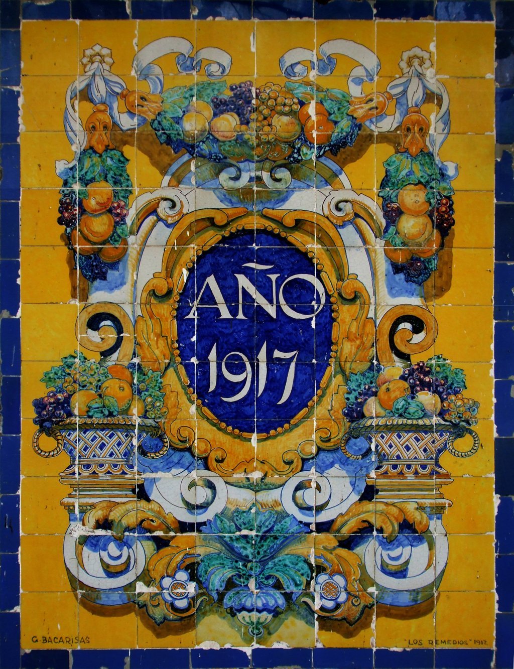 01038. Tarjeta ornamental. Posible fecha de construcción del edificio. Sevilla.