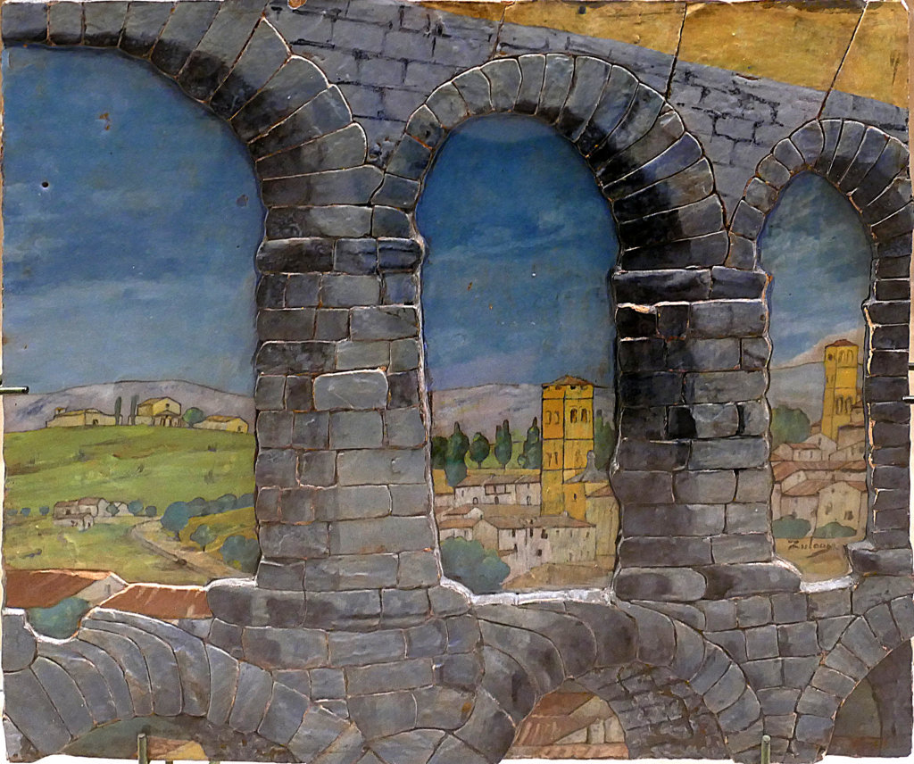 01174. Placa. El Acueducto y San Justo desde el Postigo del Consuelo. Museo Zuloaga. Segovia.