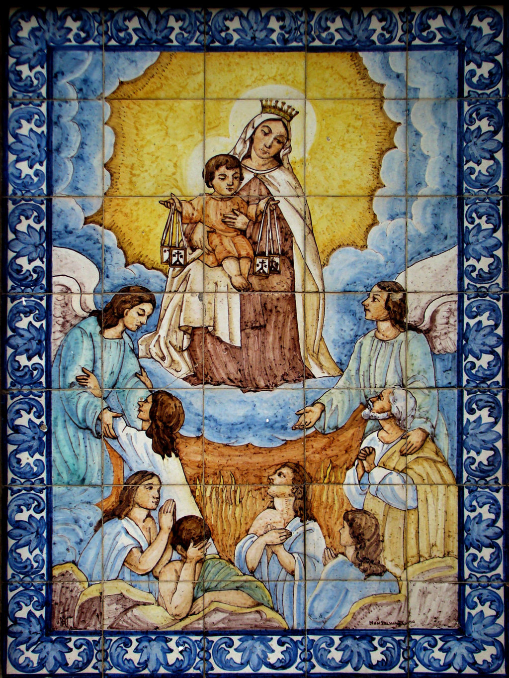 01204. Retablo cerámico. Virgen del Carmen y Ánimas. Utrera. Sevilla.
