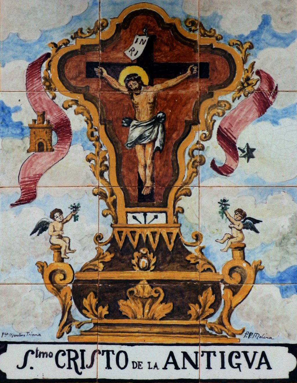 01600. Retablo cerámico. Cristo de la Antigua. Espera. Cádiz.