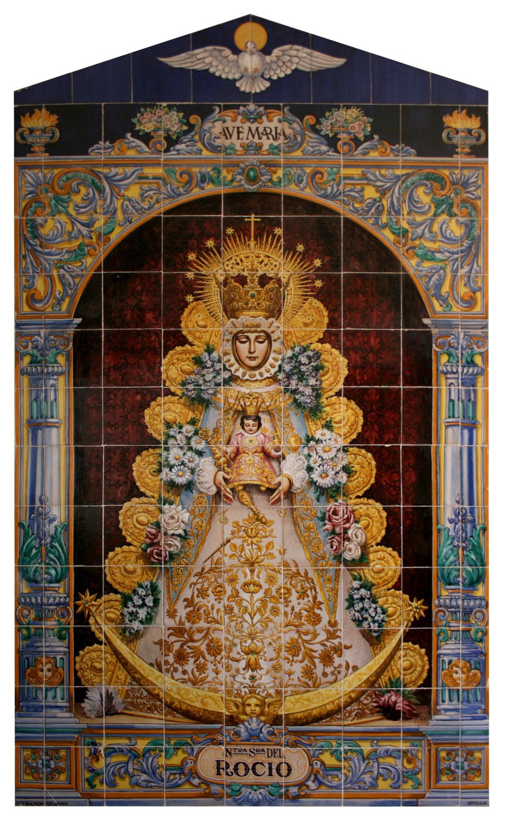 01721. Retablo cerámico. Virgen del Rocío. Aldea del Rocío. Almonte. Huelva.