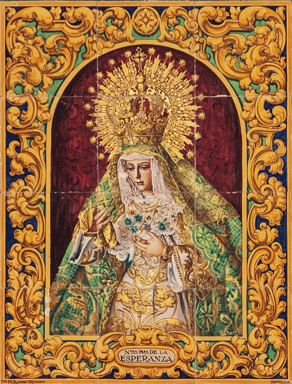 01744. Retablo cerámico. Virgen de la Esperanza Macarena. Sevilla.