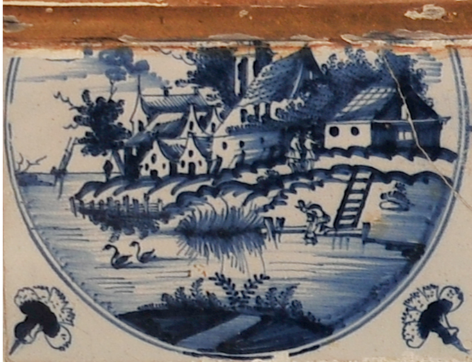 01787. Azulejo en revestimiento de armario. Paisajes. Museo de la Casa de la Contaduría. Cádiz