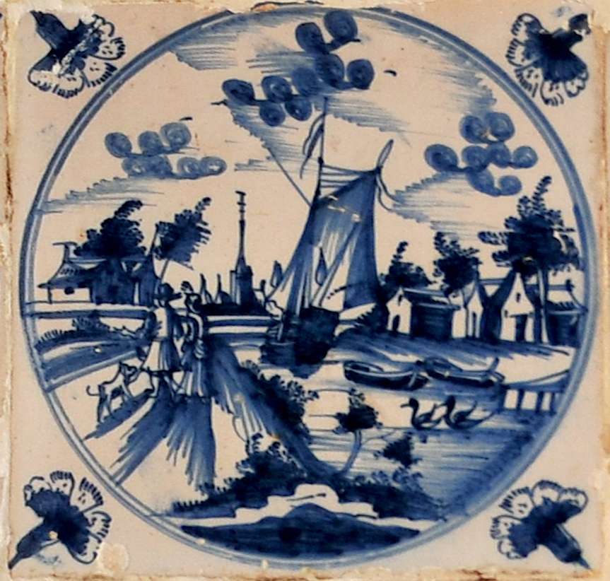 01790. Azulejo en revestimiento de armario. Paisajes. Museo de la Casa de la Contaduría. Cádiz