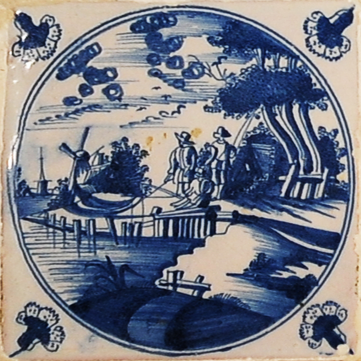 01794. Azulejo en revestimiento de armario. Paisajes. Museo de la Casa de la Contaduría. Cádiz