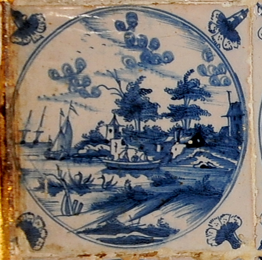 01795. Azulejo en revestimiento de armario. Paisajes. Museo de la Casa de la Contaduría. Cádiz