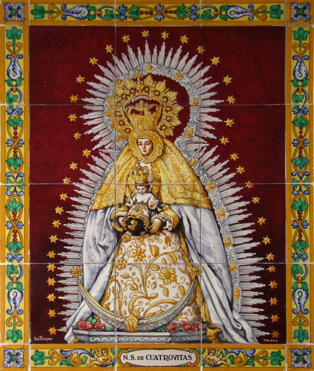 01809. Retablo cerámico. Virgen de Cuatrovitas. Bollullos de la Mitación. Sevilla.