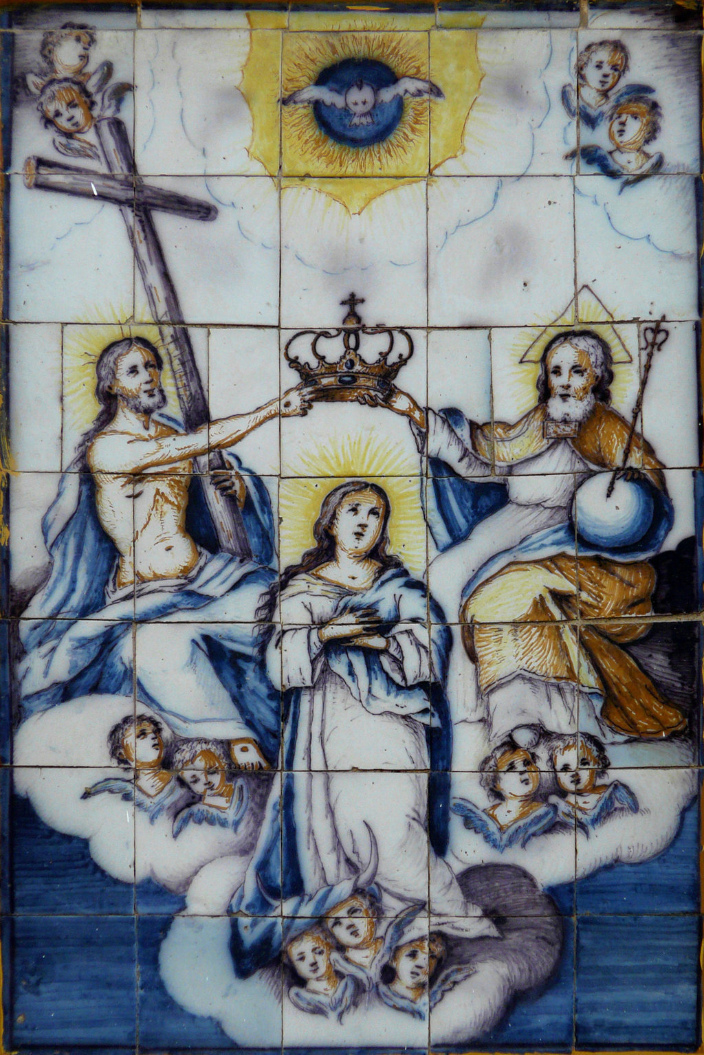 01817. Retablo cerámico. Coronación de la Virgen. Villalba del Alcor. Huelva.