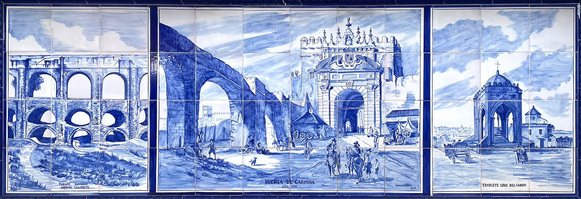 01820. Panel de azulejos con paisajes antiguos de Sevilla. Sevilla.