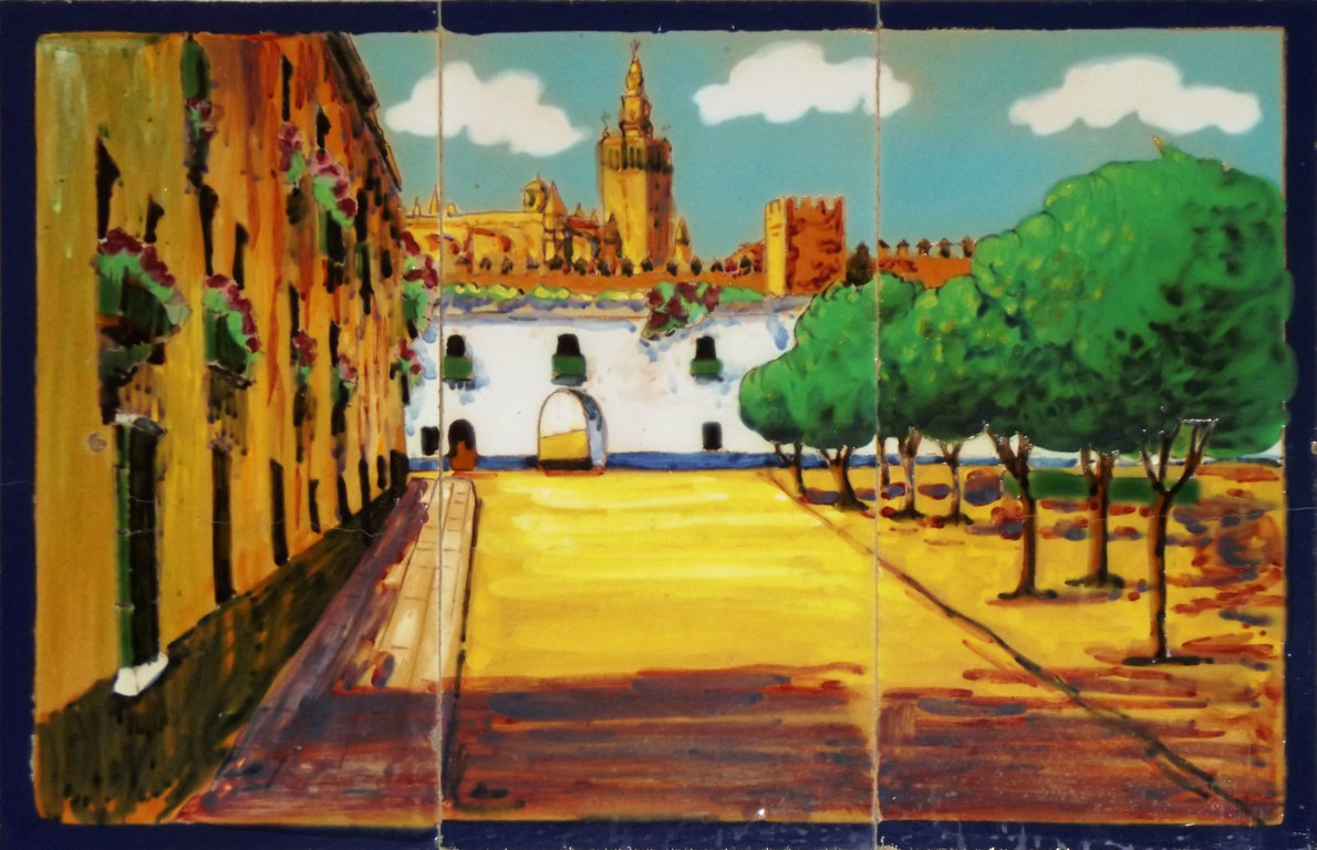 01850. Panel con paisaje urbano. El Patio Sevillano. Sevilla.