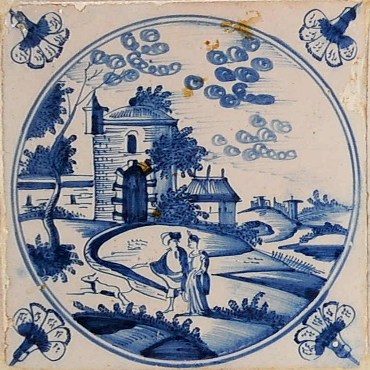 01875. Azulejo en revestimiento de armario. Paisajes. Museo de la Casa de la Contaduría. Cádiz