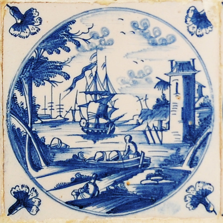 01876. Azulejo en revestimiento de armario. Paisajes. Museo de la Casa de la Contaduría. Cádiz