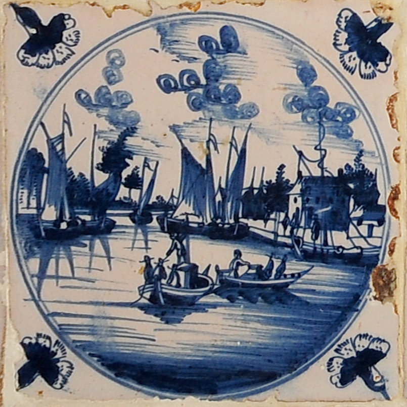 01877. Azulejo en revestimiento de armario. Paisajes. Museo de la Casa de la Contaduría. Cádiz