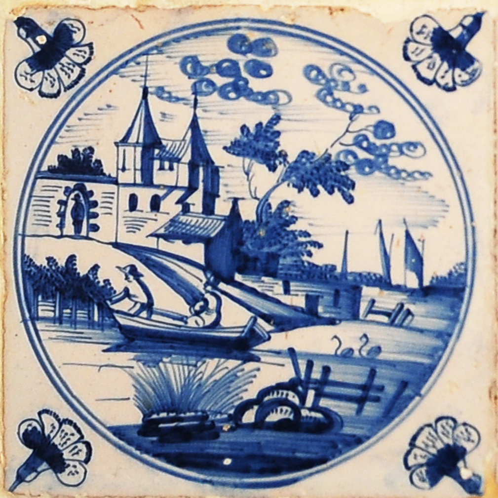 01878. Azulejo en revestimiento de armario. Paisajes. Museo de la Casa de la Contaduría. Cádiz