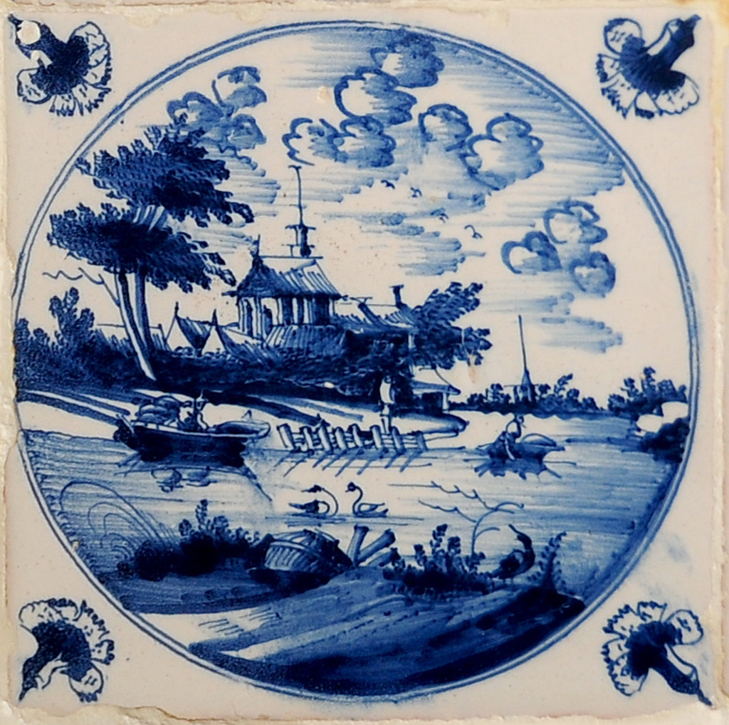 01880. Azulejo en revestimiento de armario. Paisajes. Museo de la Casa de la Contaduría. Cádiz