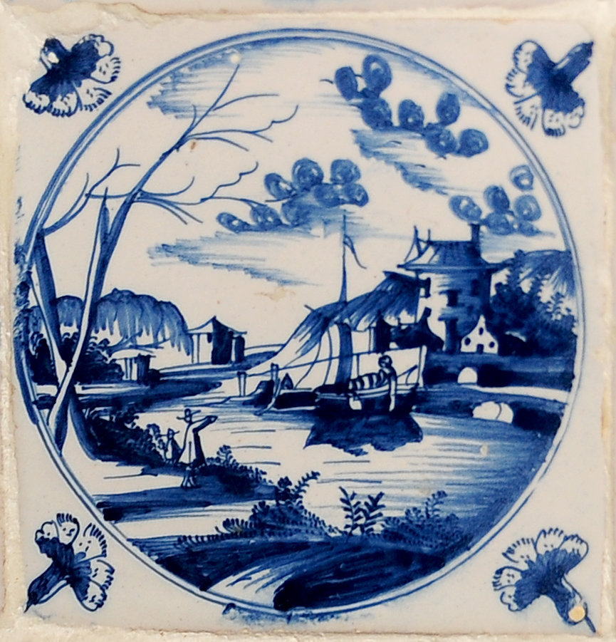 01882. Azulejo en revestimiento de armario. Paisajes. Museo de la Casa de la Contaduría. Cádiz