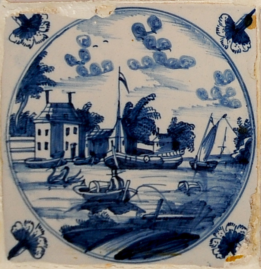 01884. Azulejo en revestimiento de armario. Paisajes. Museo de la Casa de la Contaduría. Cádiz