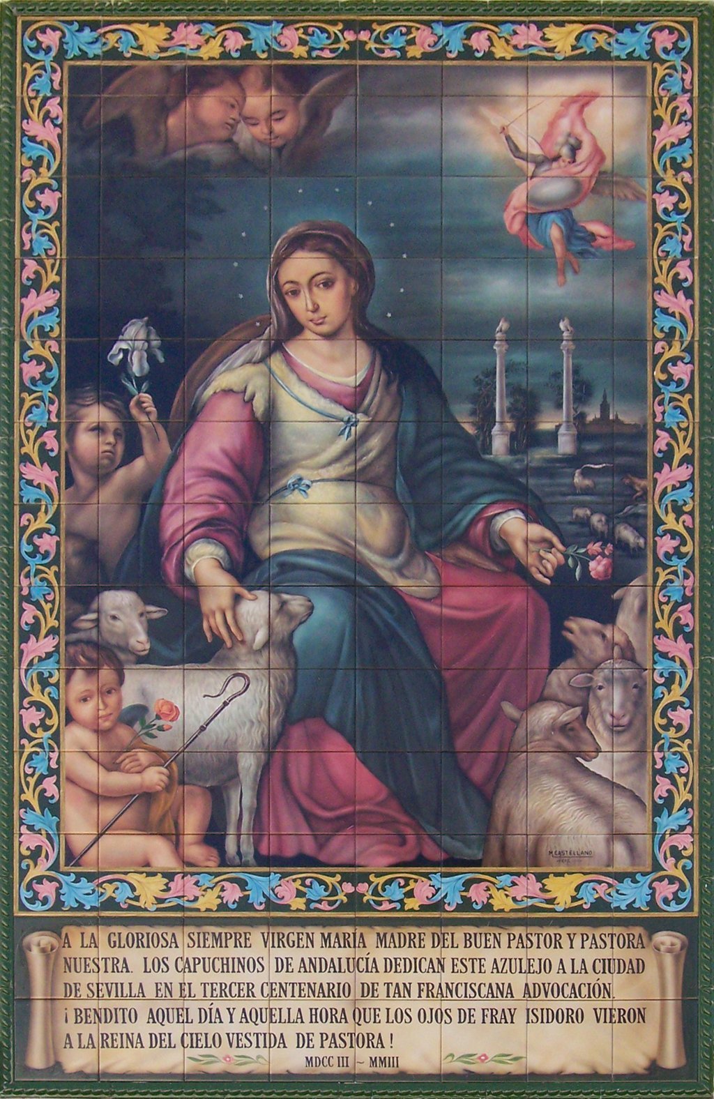 01921. Retablo cerámico. Divina Pastora de las Almas. Convento de Capuchinos. Sevilla.