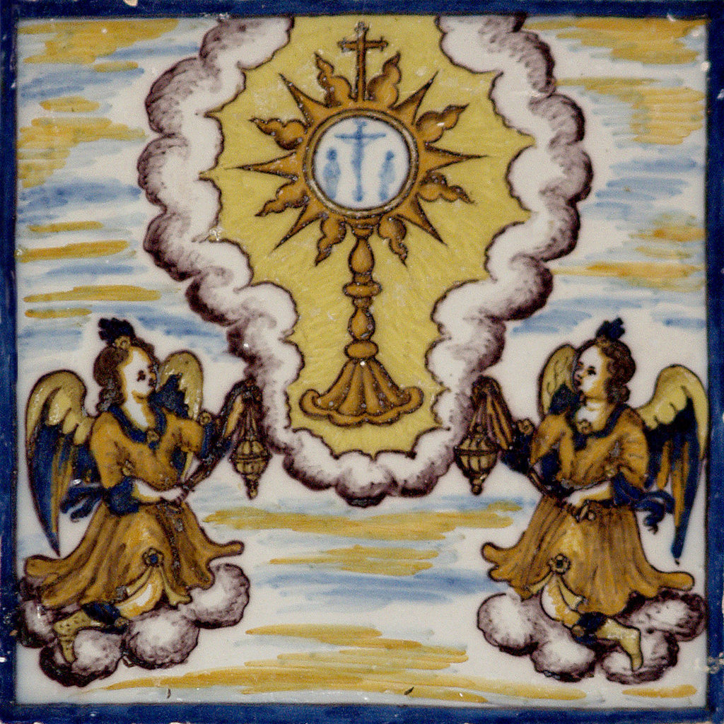 01944. Retablo cerámico. Alegoría Sacramental. Convento de Santa Clara. Carmona. Sevilla.