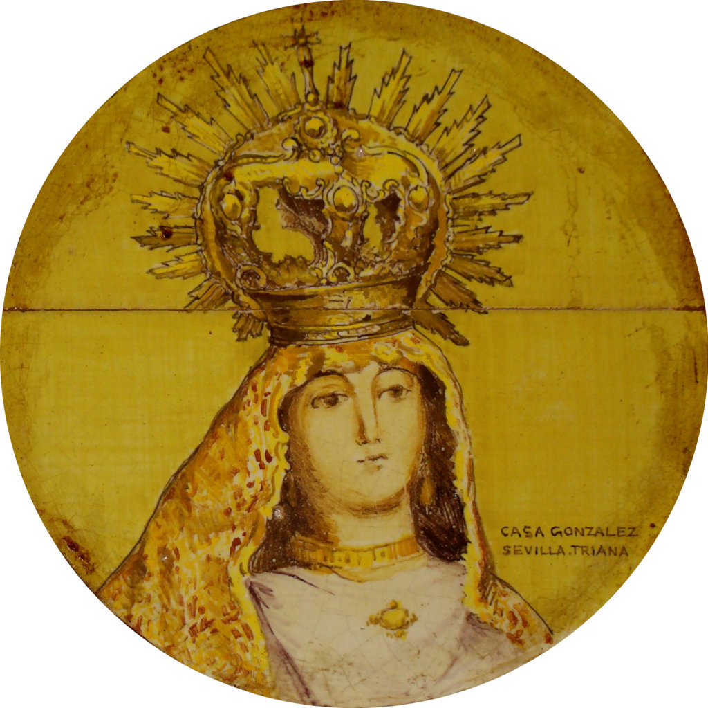 01956. Retablo cerámico. Virgen de la Sangre. Púlpito de la iglesia de la Asunción. Huévar del Aljarafe. Sevilla.