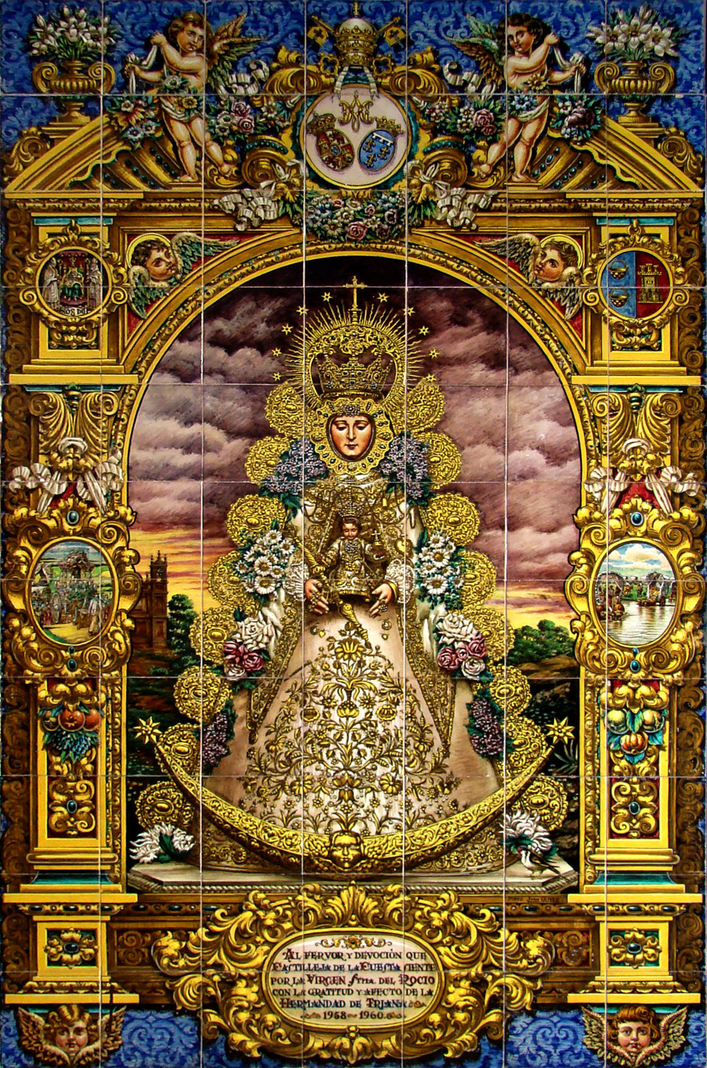02000. Retablo cerámico. Virgen del Rocío. Ayuntamiento. Castilleja de la Cuesta. Sevilla.