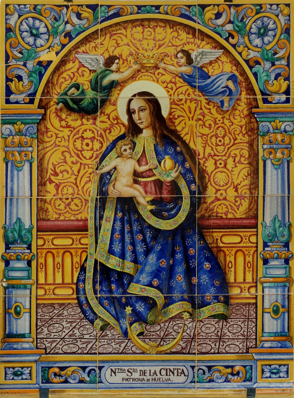 02570. Retablo cerámico. Virgen de la Cinta. San Juan del Puerto. Huelva.