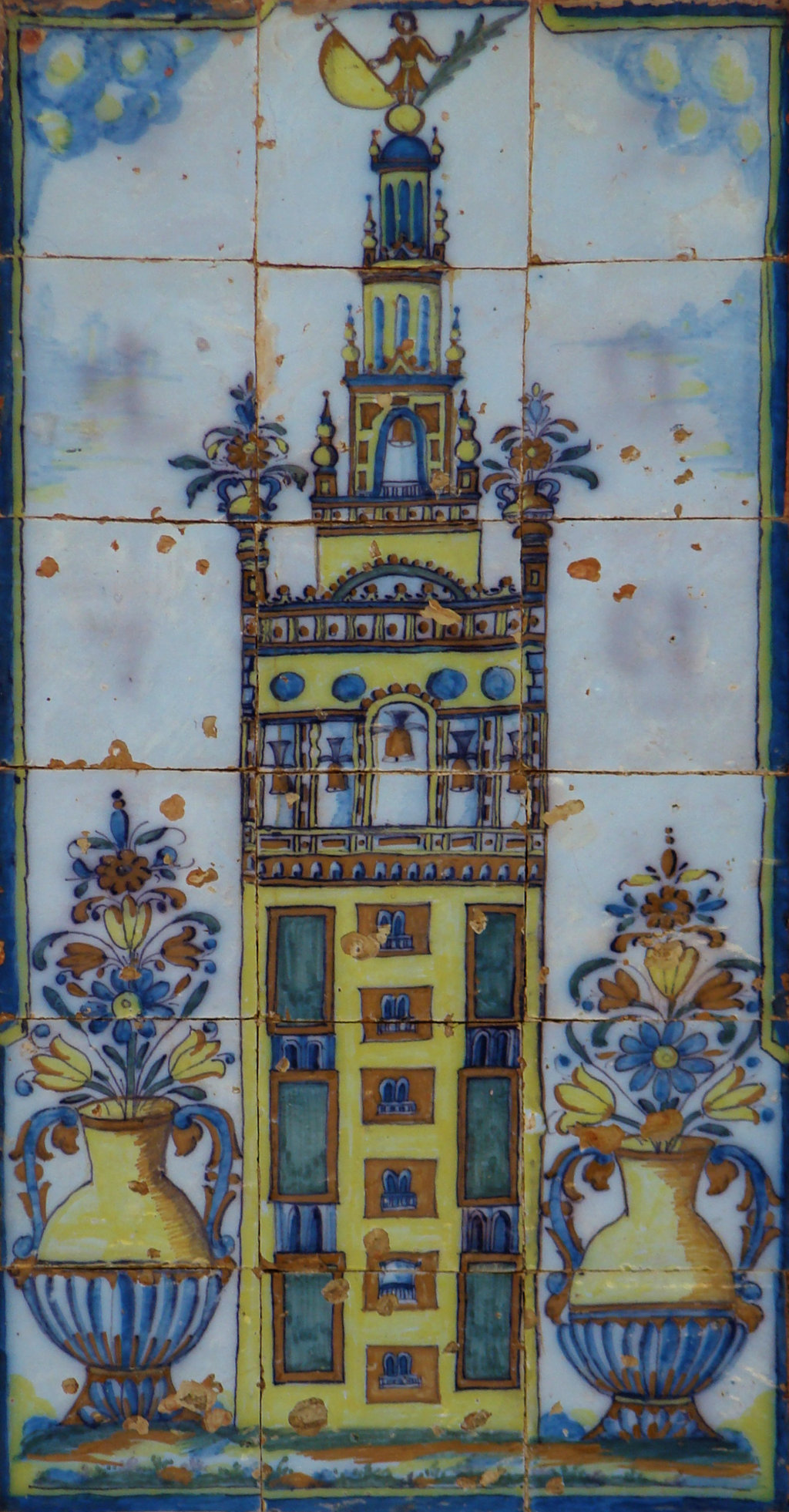 02600. Panel de azulejos. Heráldica del Cabildo Catedral de Sevilla. Casa de la Cilla. Sanlúcar la Mayor. Sevilla.