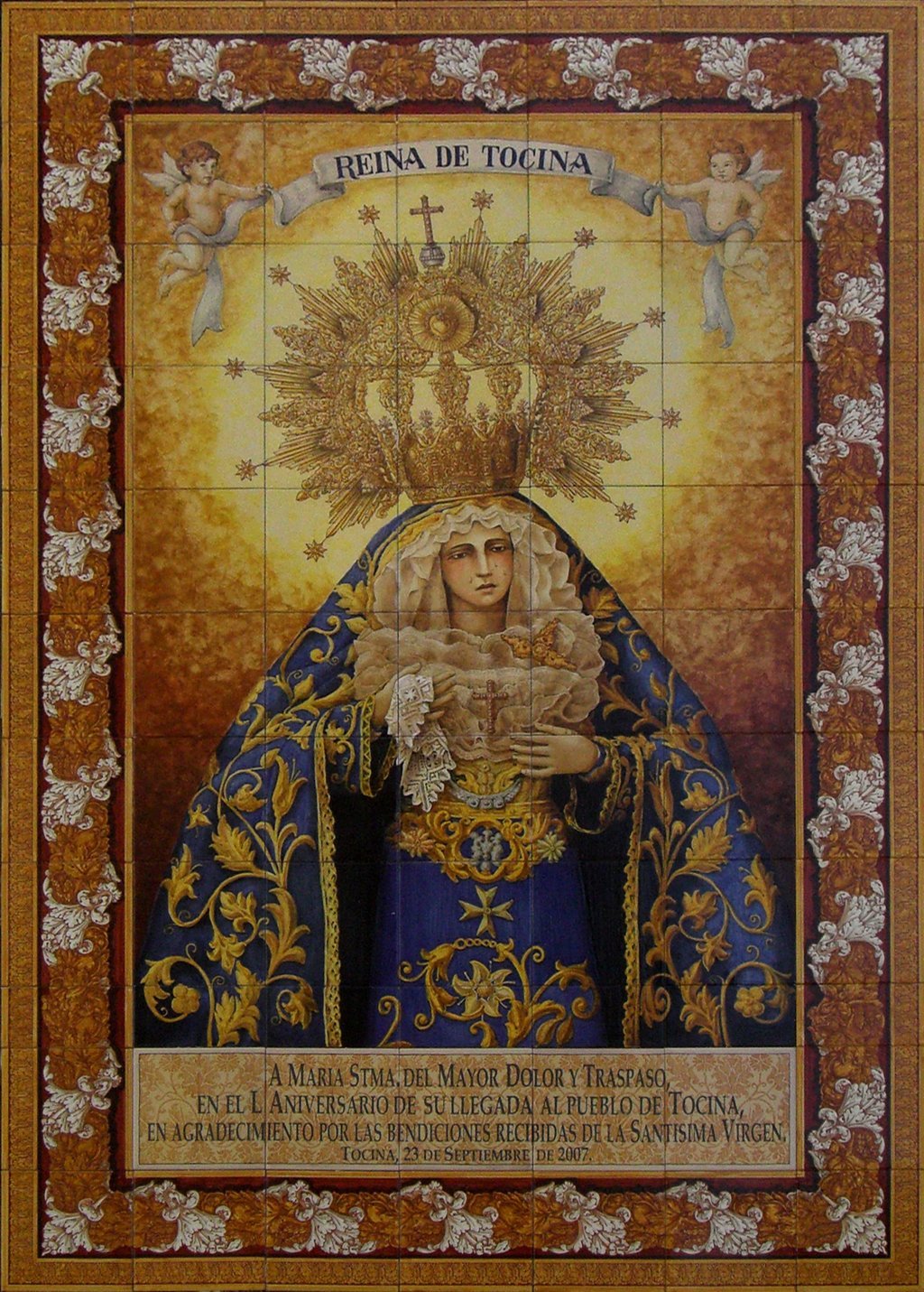 02616. Retablo cerámico. Virgen del Mayor Dolor y Traspaso. Tocina. Sevilla.