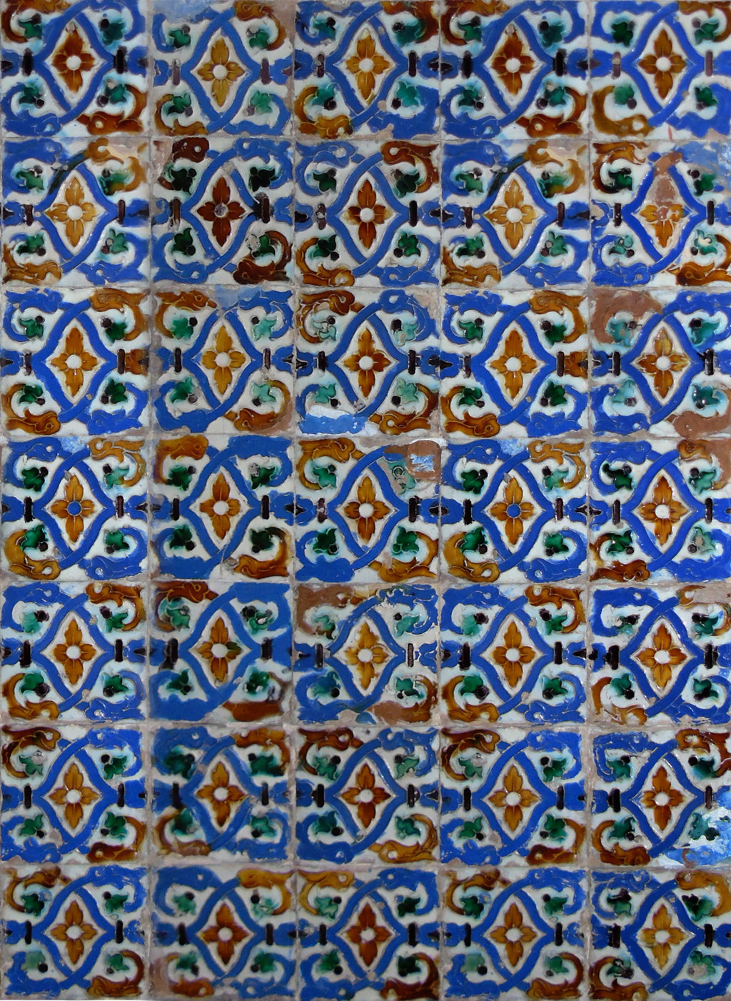 02707. Zócalo. Paño de azulejos de arista. Modelo 039. Casa de Pilatos. Sevilla.
