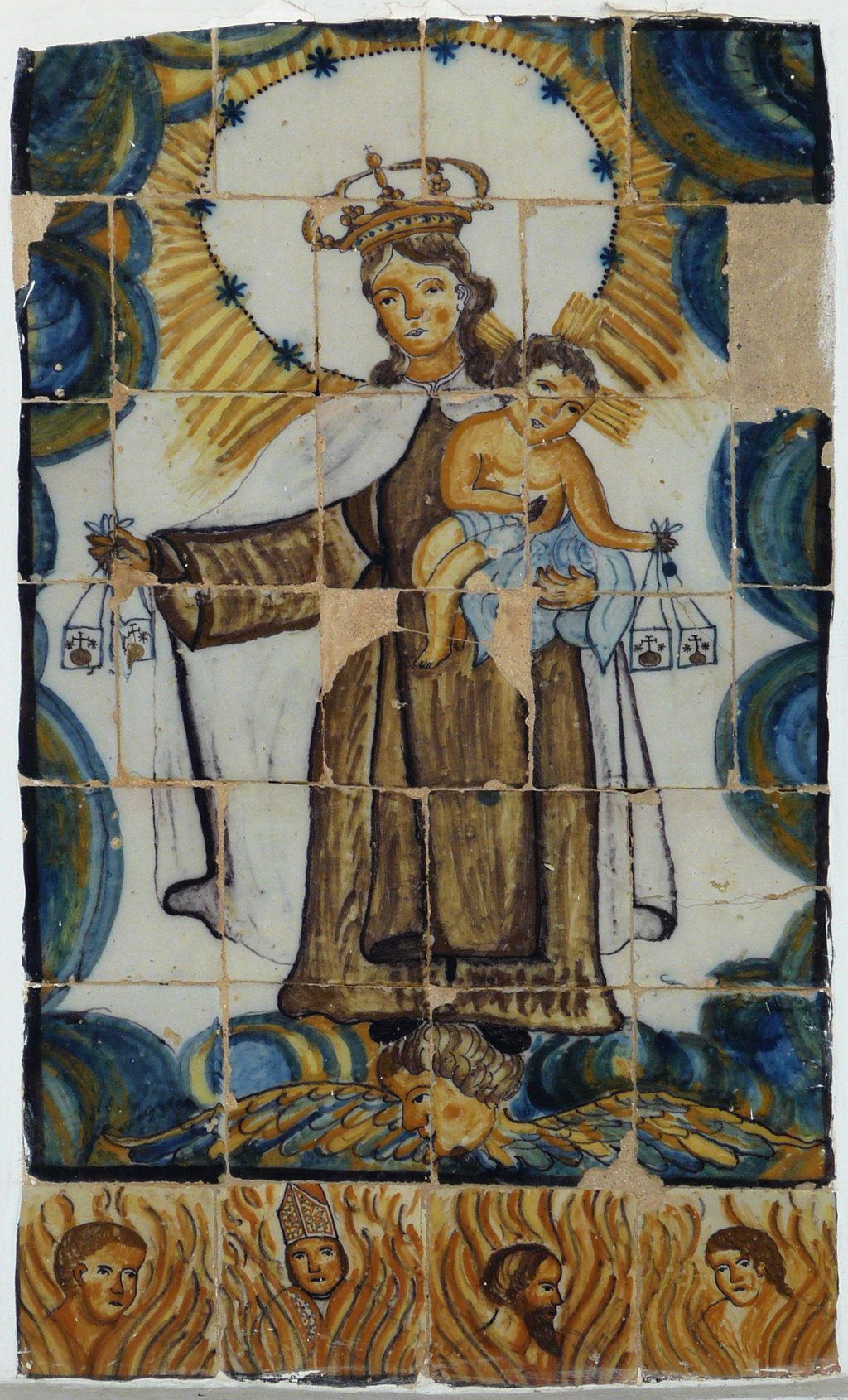 02745. Retablo cerámico. Virgen del Carmen y Ánimas. Villamanrique de la Condesa. Sevilla.