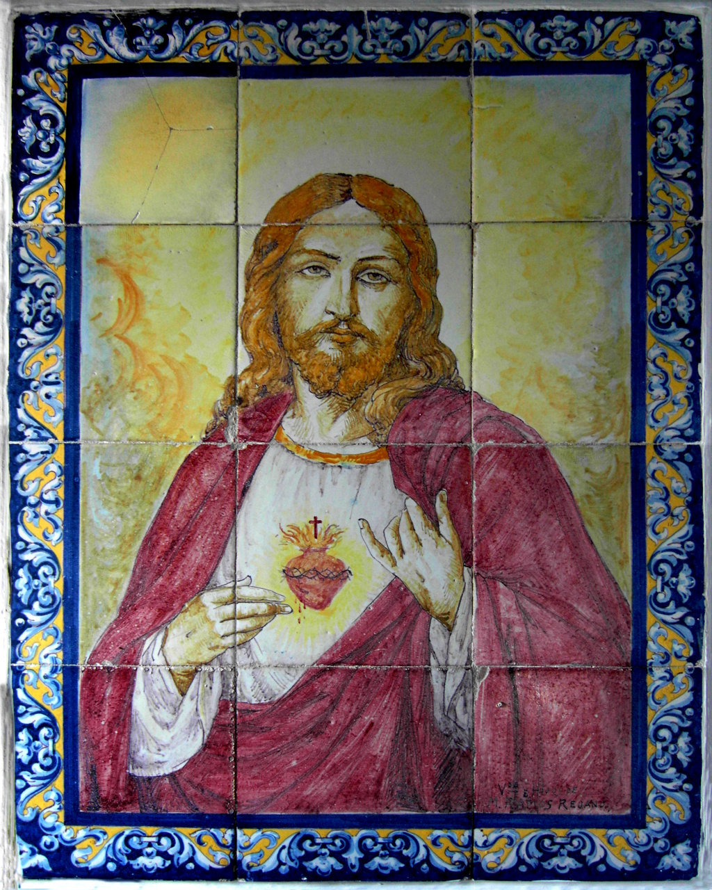 02758. Retablo cerámico. Sagrado Corazón de Jesús. San Juan de Aznalfarache. Sevilla.