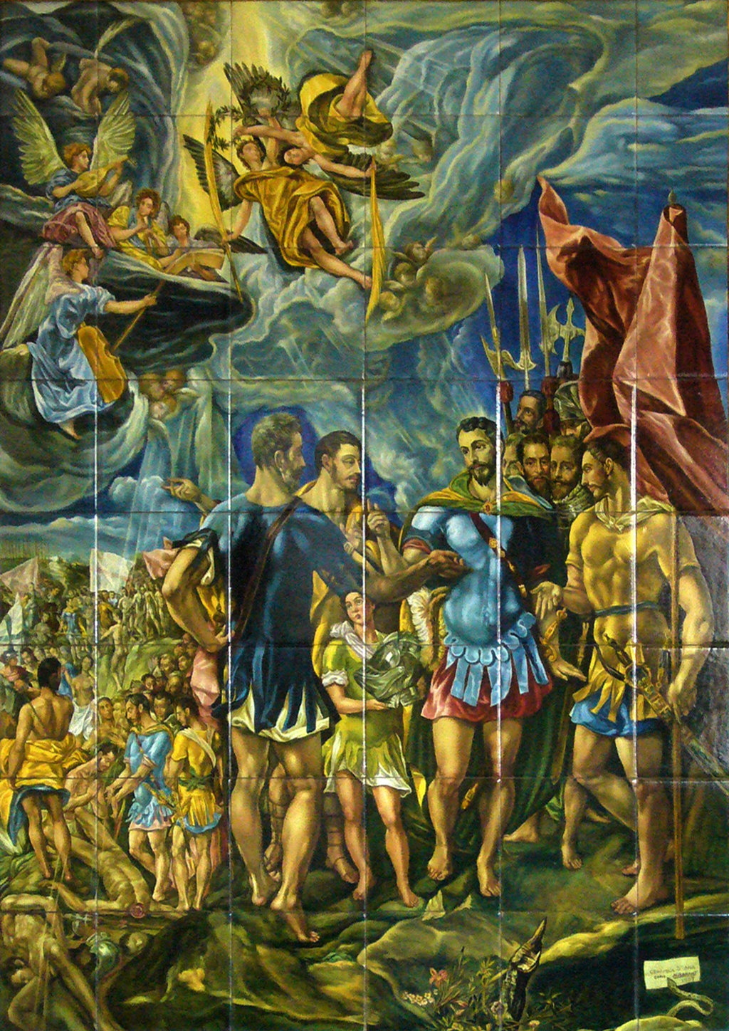 02828. Retablo cerámico. El martirio de San Mauricio. Sevilla.