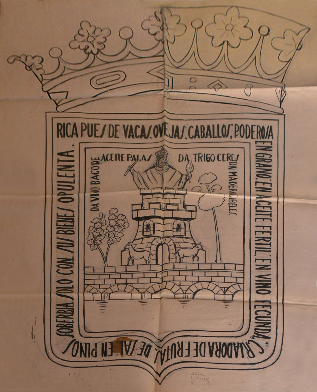 02924. Diseño. Boceto. Escudo de Utrera. Sevilla.