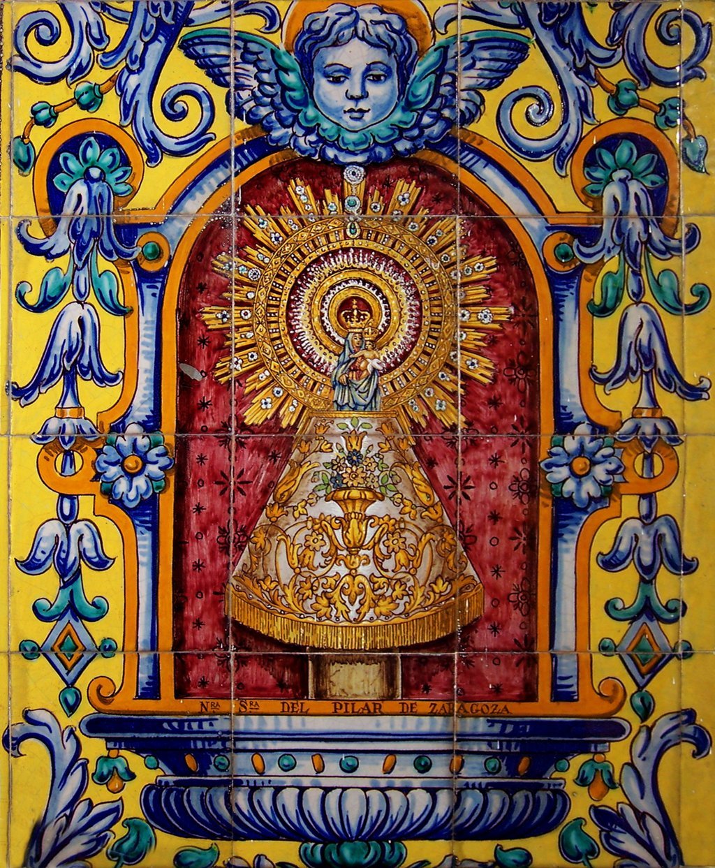 02979. Zócalo. Escena. Virgen del Pilar. Iglesia de San Gonzalo. Sevilla.